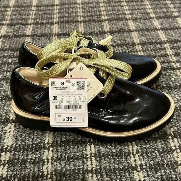 ZARA Patent Leather black kids shoes US Size 12.5 - Picture 7 of 12